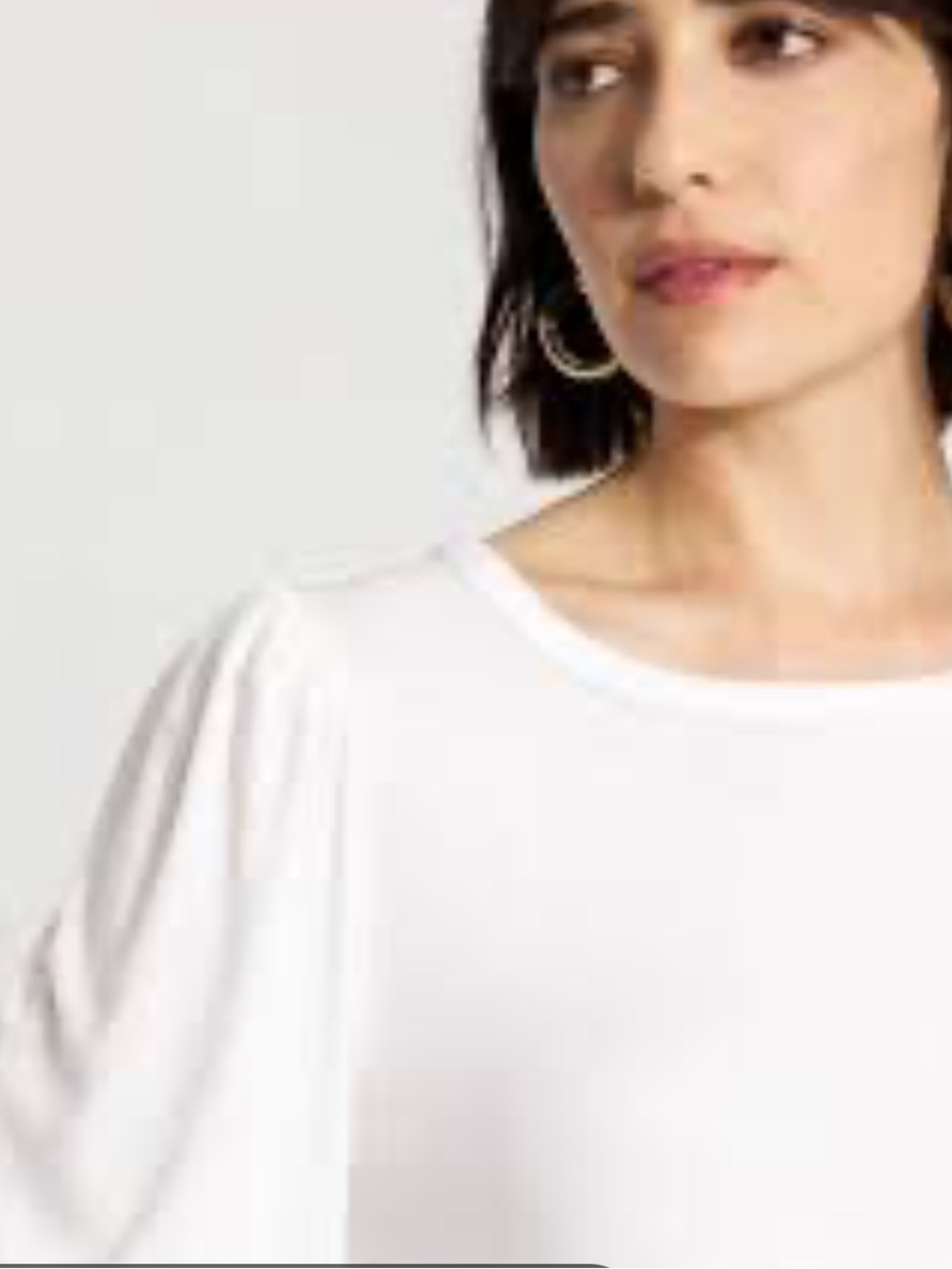 White House Black Market White Long Sleeve Tee with Smocked Cuffs